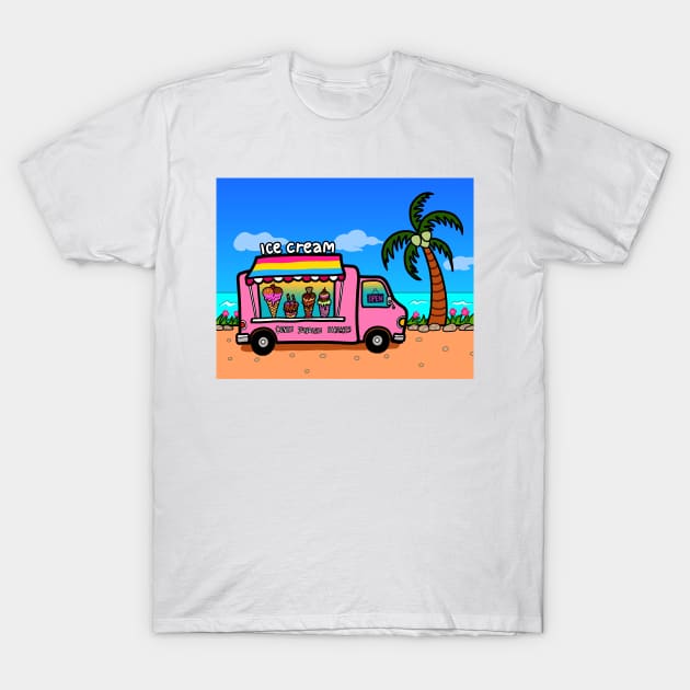 Pansexual street food truck ice cream outdoor beach summer T-Shirt by Nalidsa